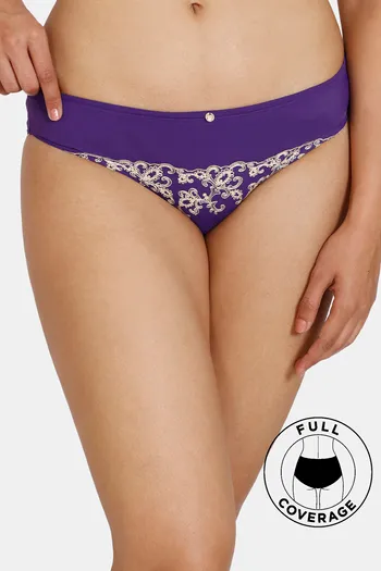 Buy Zivame Desert Rose Low Rise Full Coverage Bikini Panty - Violet Indigo